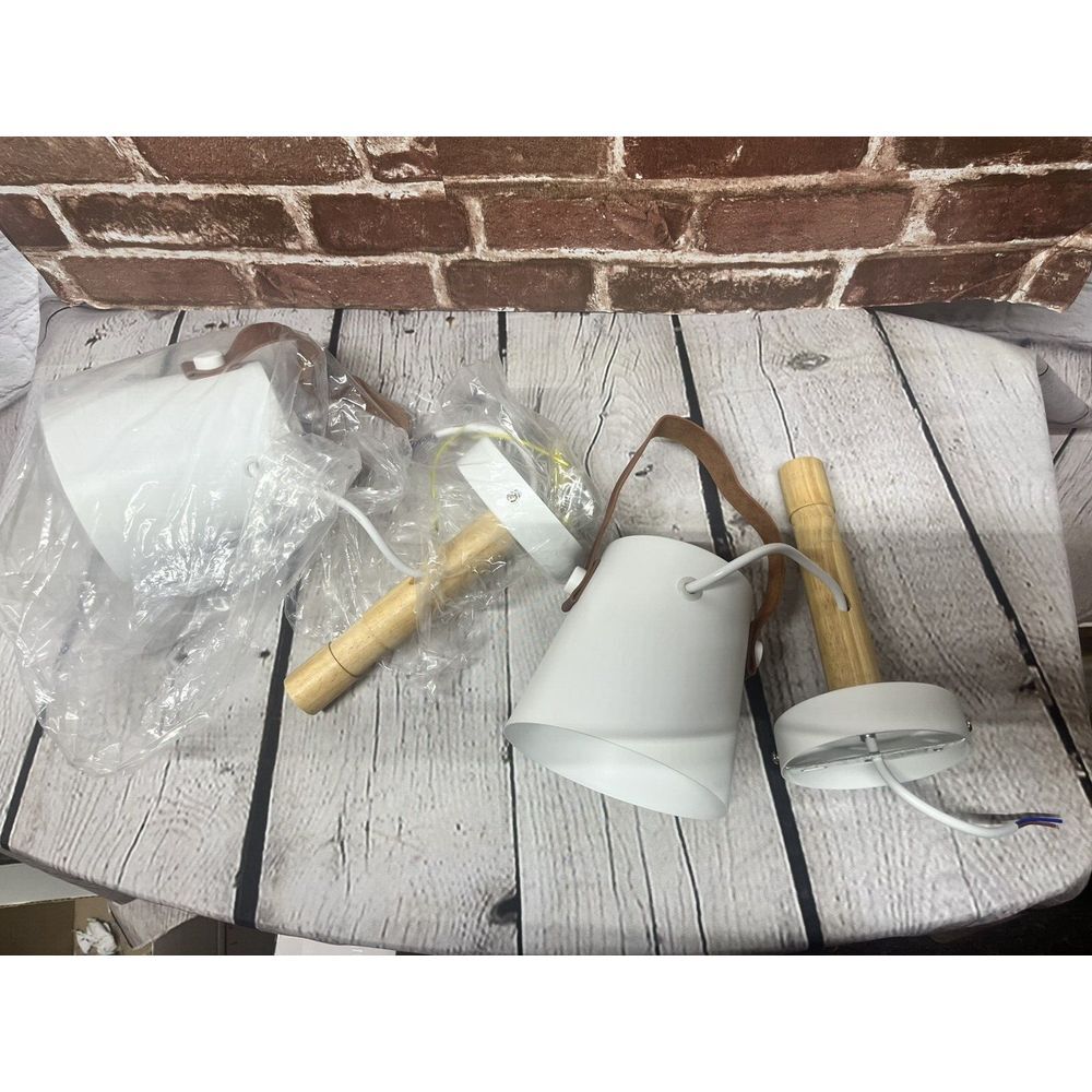 Wall Scone Fixture Industrial Metal White‎ Bedside Vanity Wall Lamp Set of 2 - Picture 6 of 6